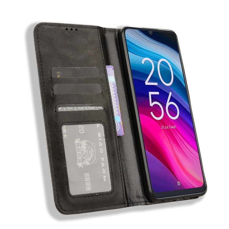 Magnetic Buckle Retro Texture Leather Phone Case, Compatible with TCL 50 SE 4G