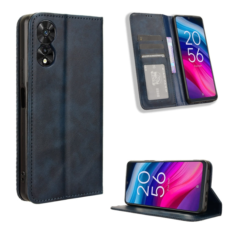 Magnetic Buckle Retro Texture Leather Phone Case, Compatible with TCL 50 SE 4G