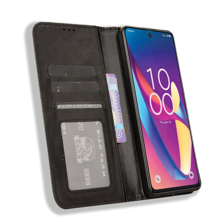 Magnetic Buckle Retro Texture Leather Phone Case, Compatible with TCL 50 XL 5G