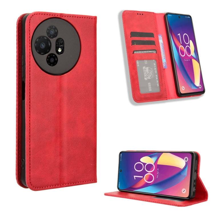 Magnetic Buckle Retro Texture Leather Phone Case, Compatible with TCL 50 XL 5G
