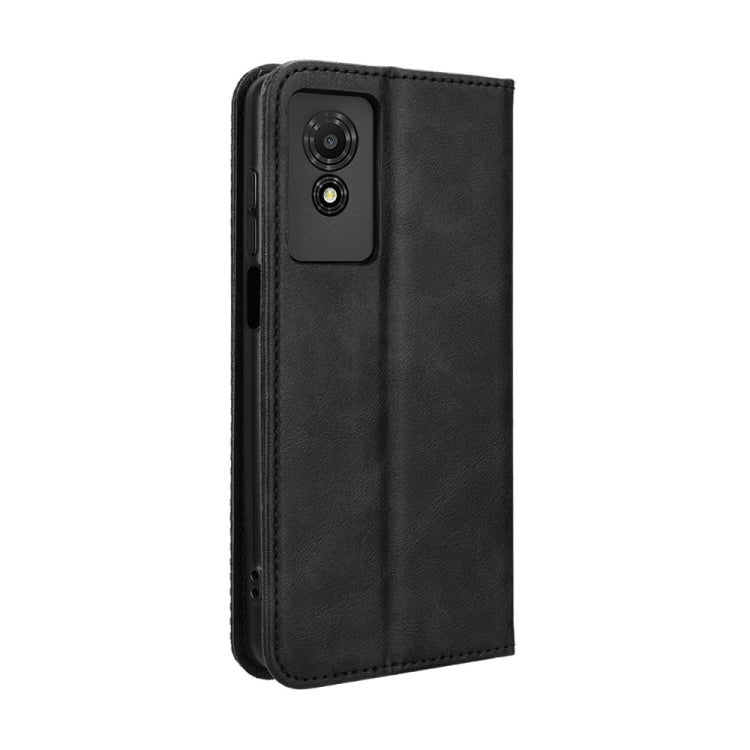 Magnetic Buckle Retro Texture Leather Phone Case, Compatible with TCL 501 4G