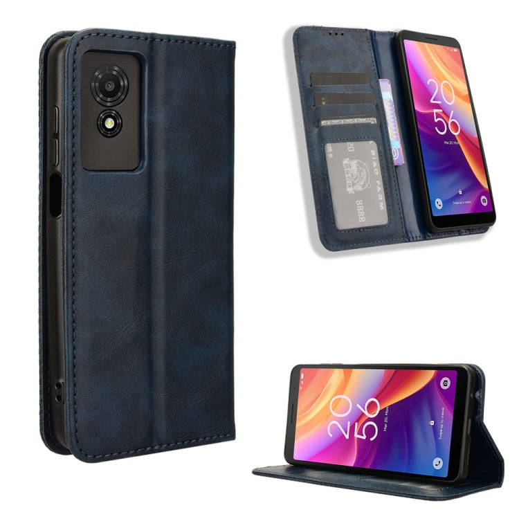 Magnetic Buckle Retro Texture Leather Phone Case, Compatible with TCL 501 4G