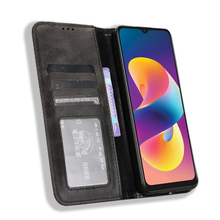 Magnetic Buckle Retro Texture Leather Phone Case, Compatible with TCL 50 LE