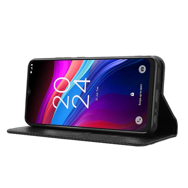 Magnetic Buckle Retro Texture Leather Phone Case, Compatible with TCL 503