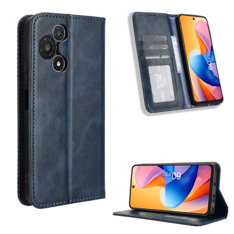 Magnetic Buckle Retro Texture Leather Phone Case, Compatible with TCL 60R 5G