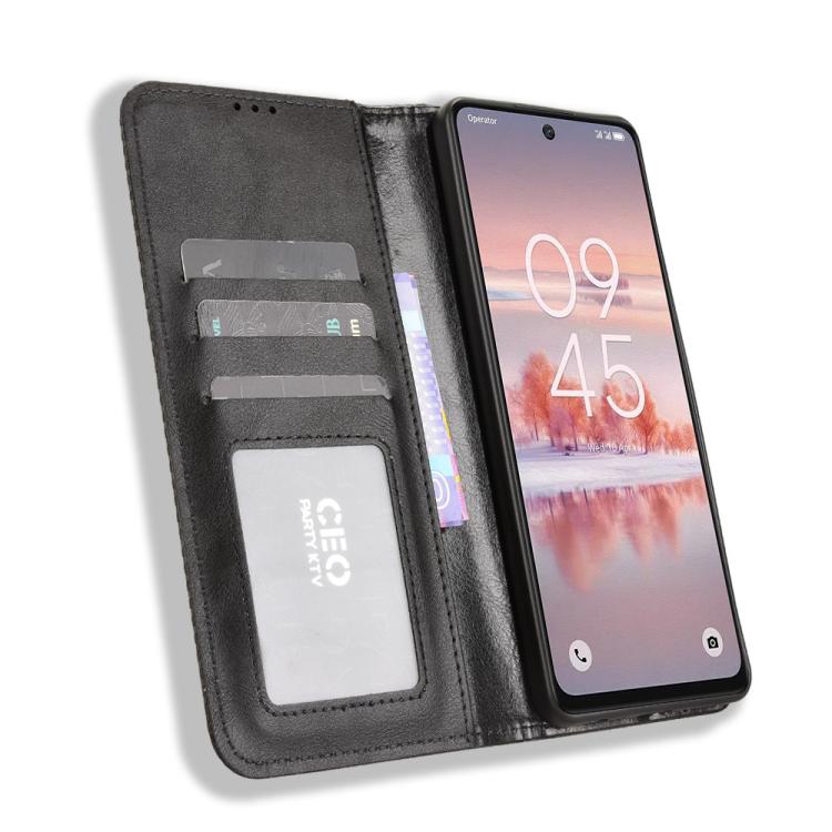 Magnetic Buckle Retro Texture Leather Phone Case, Compatible with TCL 60 NxtPaper