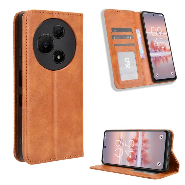 Magnetic Buckle Retro Texture Leather Phone Case, Compatible with TCL 60 NxtPaper