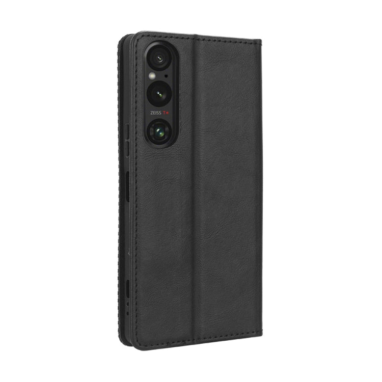 Magnetic Buckle Retro Texture Leather Phone Case, Compatible with Sony Xperia 1 V