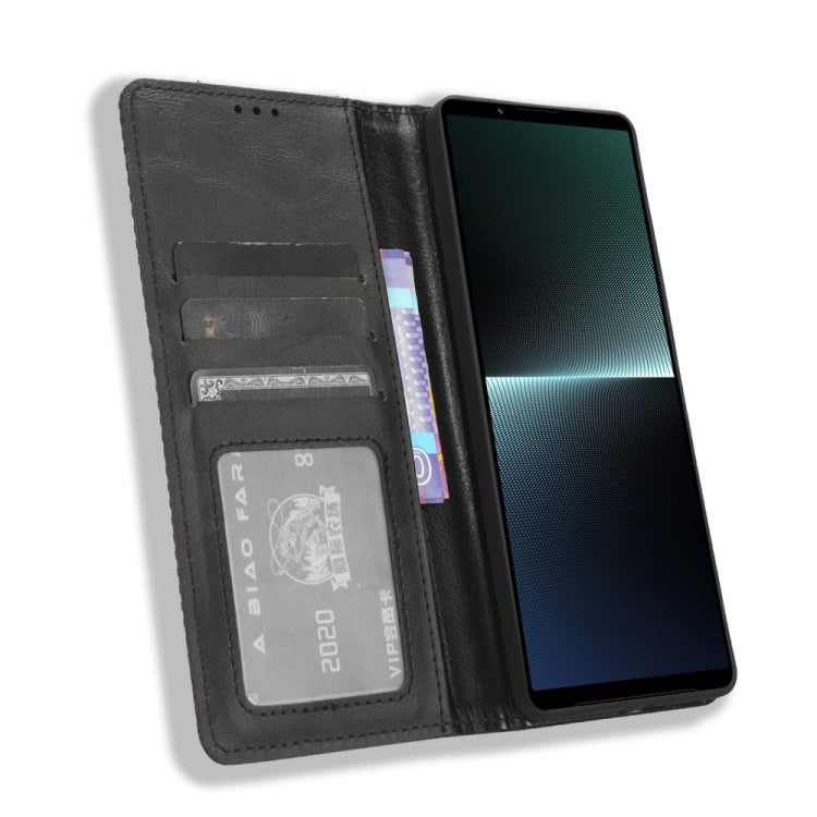 Magnetic Buckle Retro Texture Leather Phone Case, Compatible with Sony Xperia 1 V
