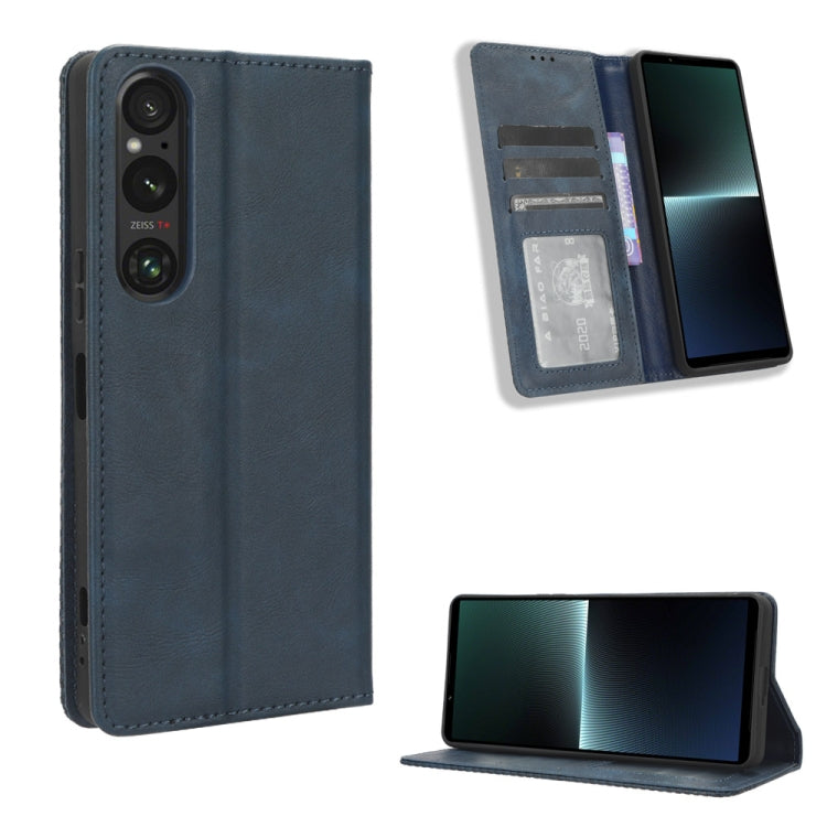 Magnetic Buckle Retro Texture Leather Phone Case, Compatible with Sony Xperia 1 V