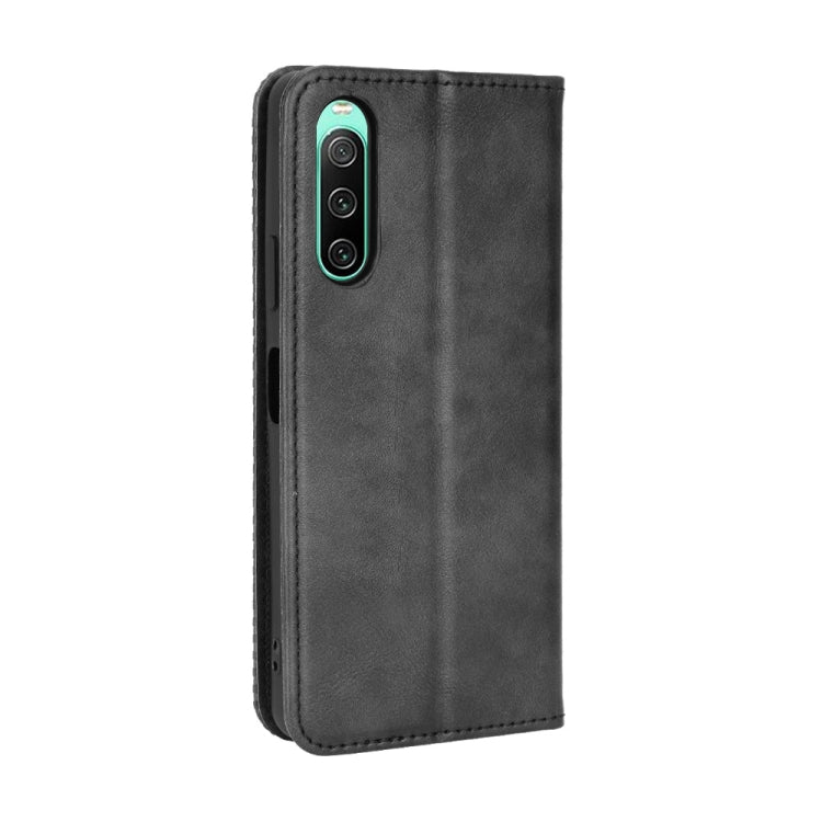 Magnetic Buckle Retro Texture Leather Phone Case, Compatible with Sony Xperia 10 V