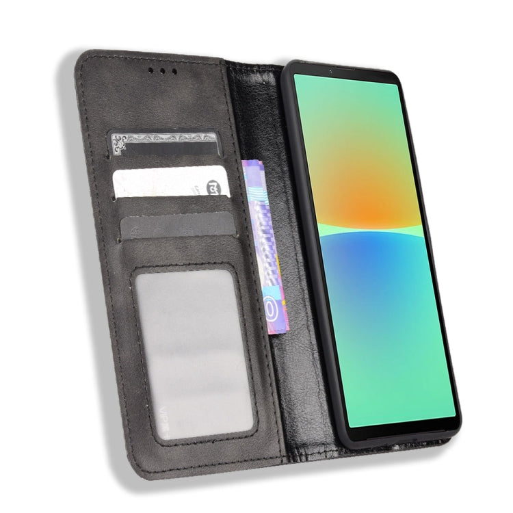 Magnetic Buckle Retro Texture Leather Phone Case, Compatible with Sony Xperia 10 V
