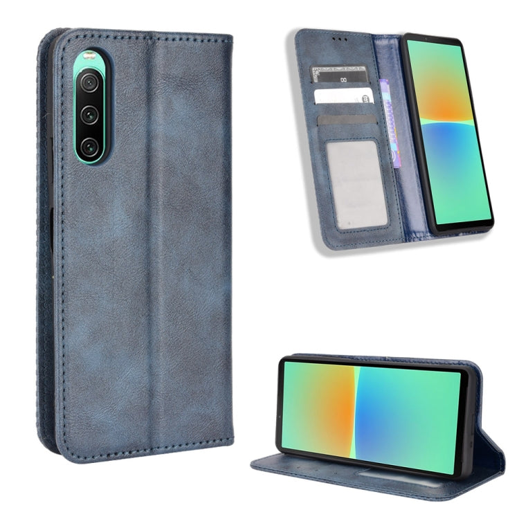 Magnetic Buckle Retro Texture Leather Phone Case, Compatible with Sony Xperia 10 V