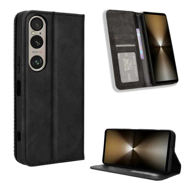 Magnetic Buckle Retro Texture Leather Phone Case, Compatible with Sony Xperia 1 VI 2024