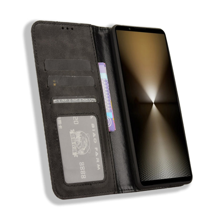 Magnetic Buckle Retro Texture Leather Phone Case, Compatible with Sony Xperia 1 VI 2024