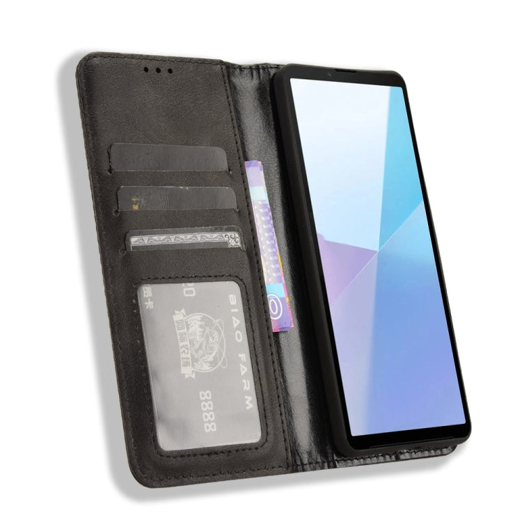 Magnetic Buckle Retro Texture Leather Phone Case, Compatible with Sony Xperia 10 VI 2024