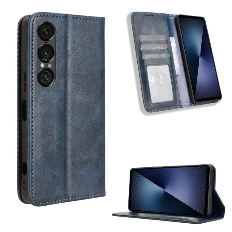 Magnetic Buckle Retro Texture Leather Phone Case, Compatible with Sony Xperia 1 VII