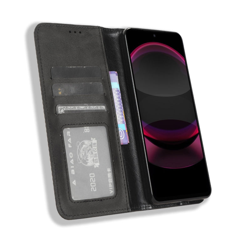 Magnetic Buckle Retro Texture Leather Phone Case, Compatible with Sharp Aquos R8 Pro / Leica Leitz Phone 3