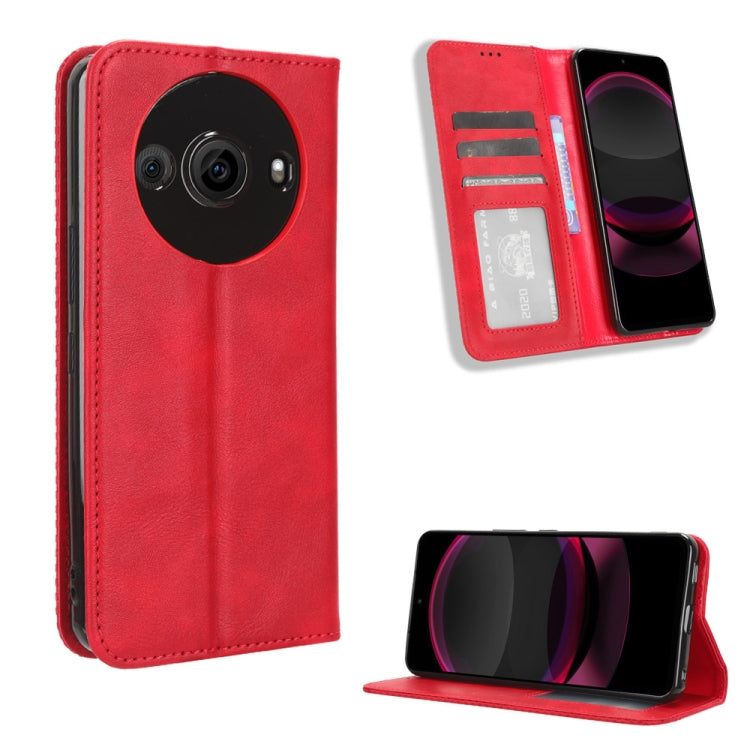 Magnetic Buckle Retro Texture Leather Phone Case, Compatible with Sharp Aquos R8 Pro / Leica Leitz Phone 3