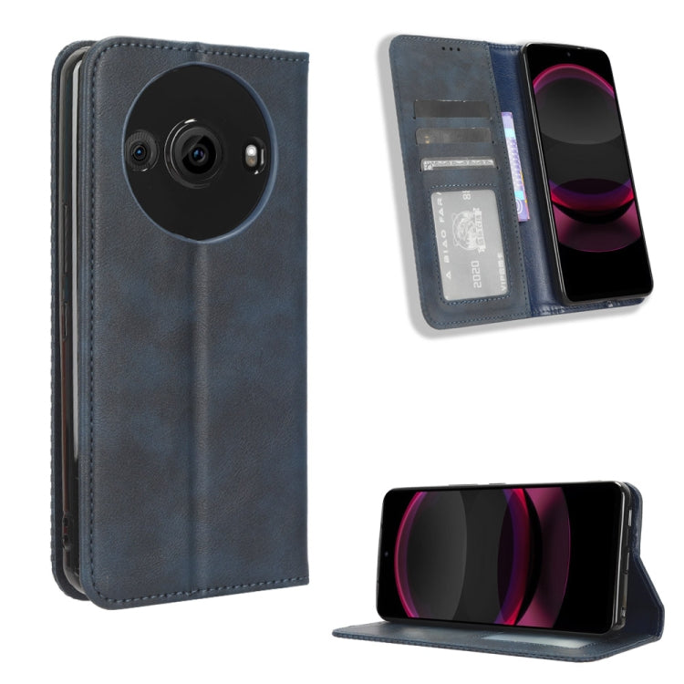 Magnetic Buckle Retro Texture Leather Phone Case, Compatible with Sharp Aquos R8 Pro / Leica Leitz Phone 3