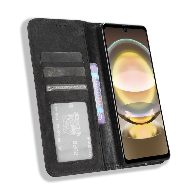 Magnetic Buckle Retro Texture Leather Phone Case, Compatible with Sharp Aquos R8