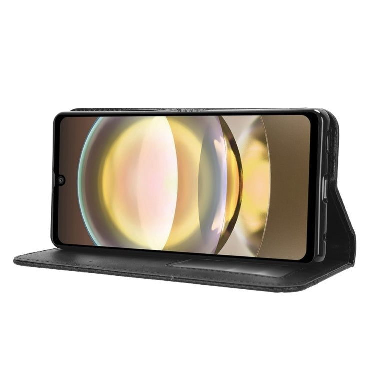 Magnetic Buckle Retro Texture Leather Phone Case, Compatible with Sharp Aquos R8