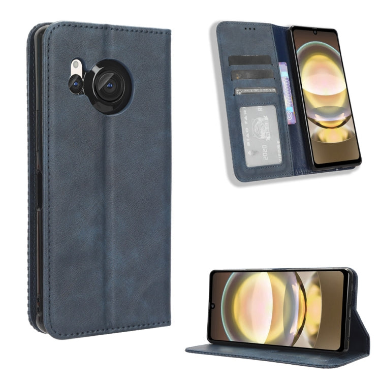 Magnetic Buckle Retro Texture Leather Phone Case, Compatible with Sharp Aquos R8
