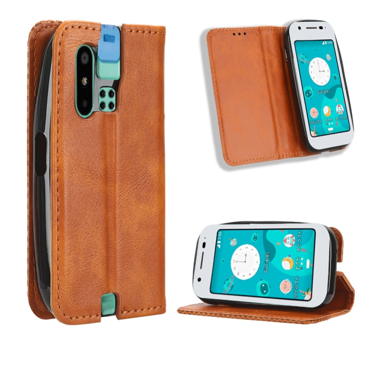 Magnetic Buckle Retro Texture Leather Phone Case, Compatible with Sharp Mamorino6