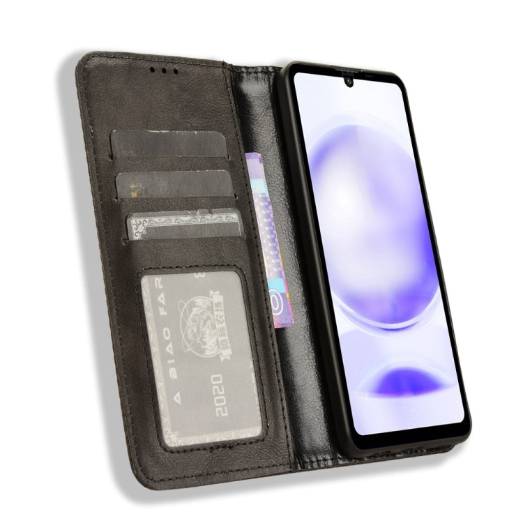Magnetic Buckle Retro Texture Leather Phone Case, Compatible with Sharp Aquos Sense8