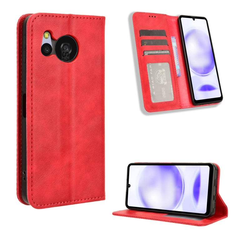 Magnetic Buckle Retro Texture Leather Phone Case, Compatible with Sharp Aquos Sense8