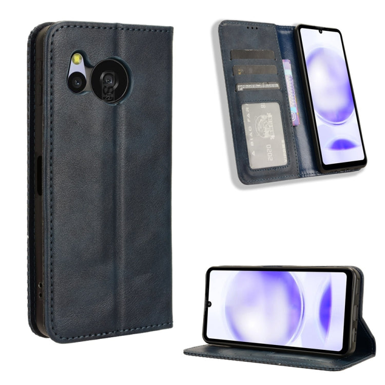 Magnetic Buckle Retro Texture Leather Phone Case, Compatible with Sharp Aquos Sense8