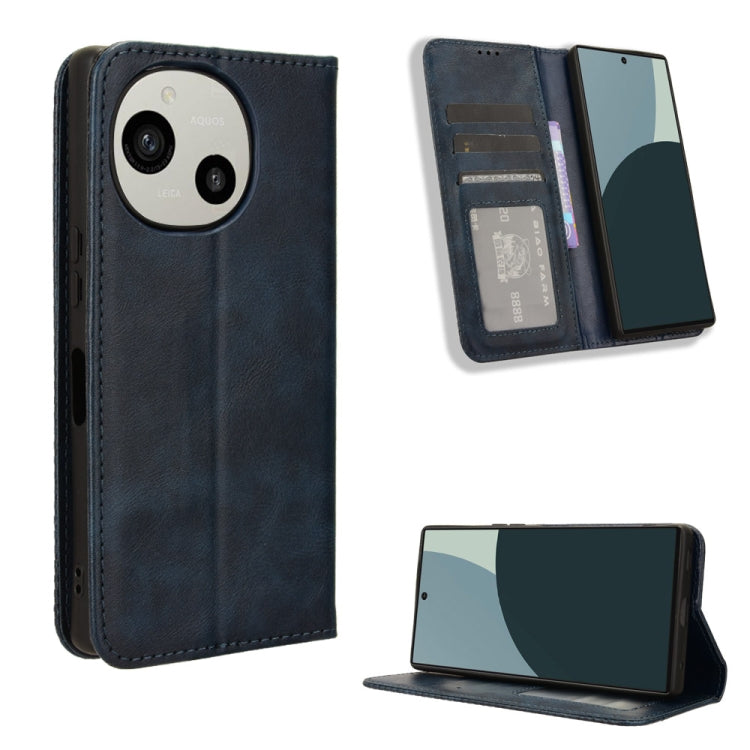 Magnetic Buckle Retro Texture Leather Phone Case, Compatible with Sharp Aquos R9