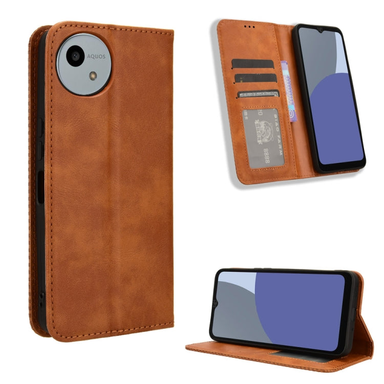 Magnetic Buckle Retro Texture Leather Phone Case, Compatible with Sharp Aquos wish4