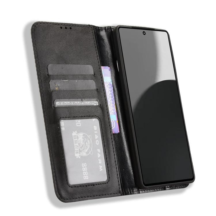 Magnetic Buckle Retro Texture Leather Phone Case, Compatible with Sharp Aquos R9 Pro