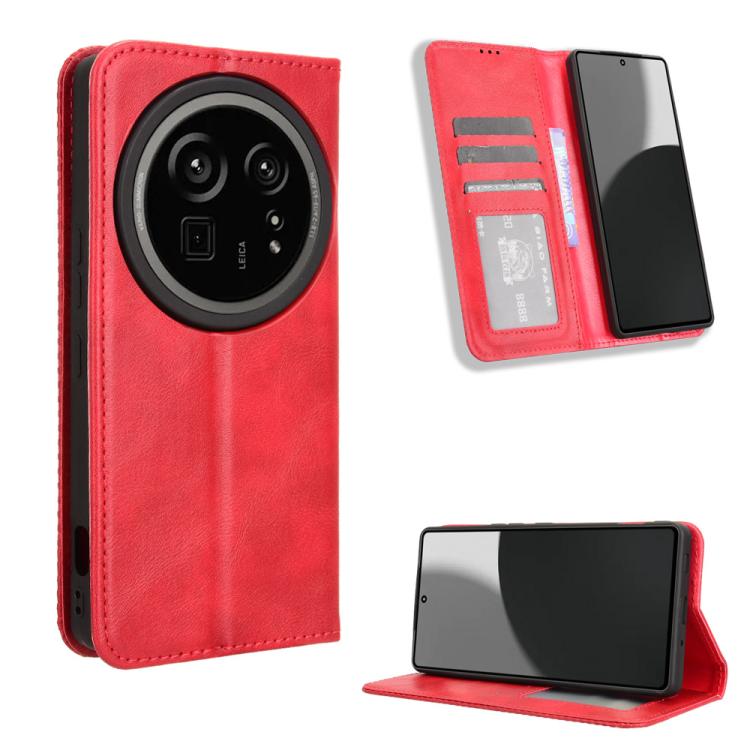 Magnetic Buckle Retro Texture Leather Phone Case, Compatible with Sharp Aquos R9 Pro