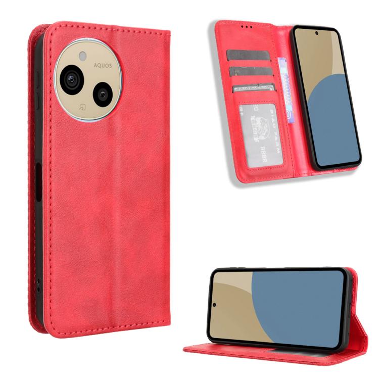 Magnetic Buckle Retro Texture Leather Phone Case, Compatible with Sharp Aquos Sense9