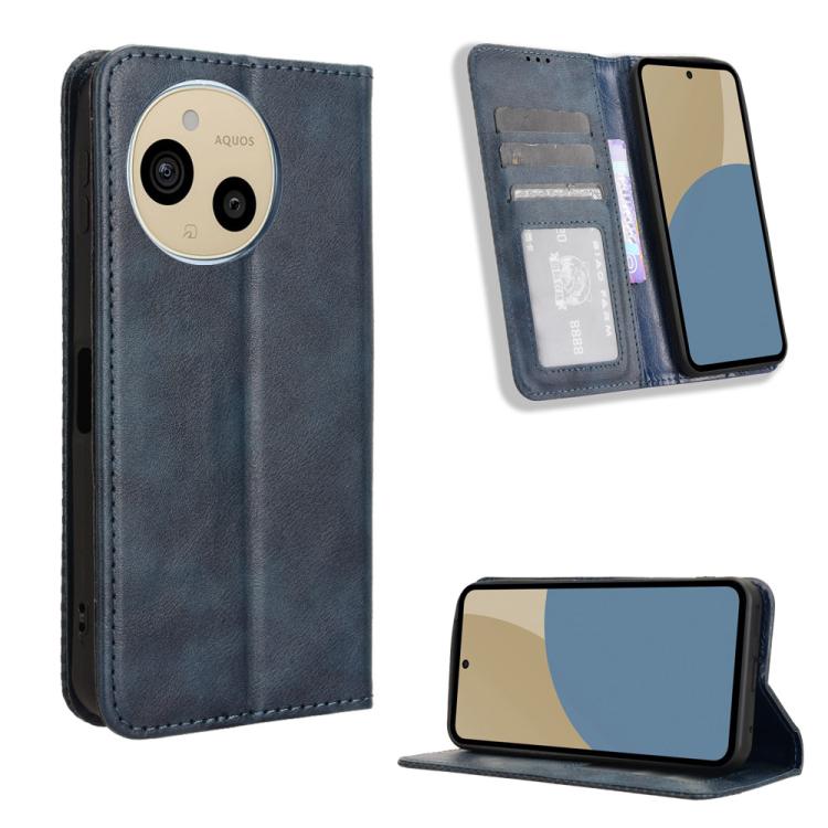 Magnetic Buckle Retro Texture Leather Phone Case, Compatible with Sharp Aquos Sense9