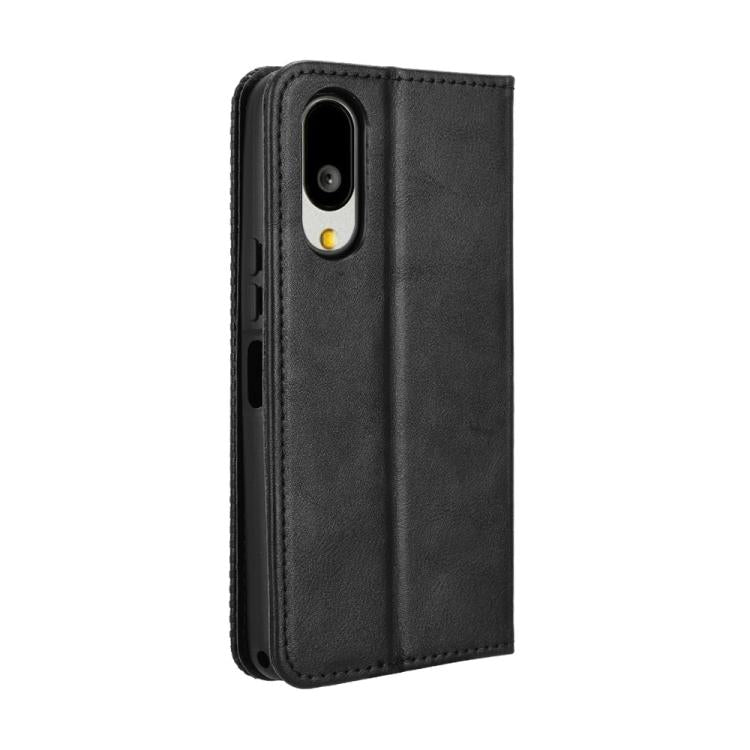 Magnetic Buckle Retro Texture Leather Phone Case, Compatible with Sharp Basio Active3