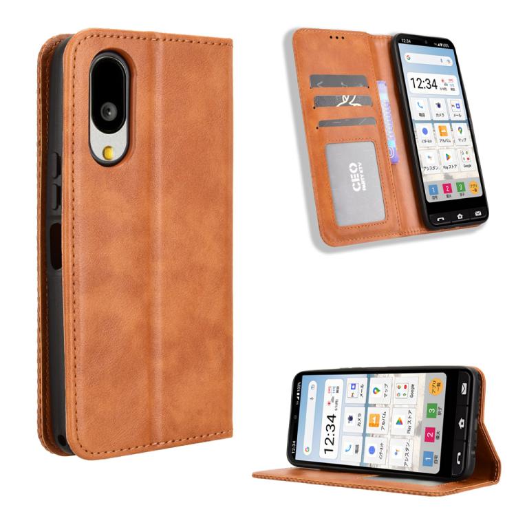 Magnetic Buckle Retro Texture Leather Phone Case, Compatible with Sharp Basio Active3