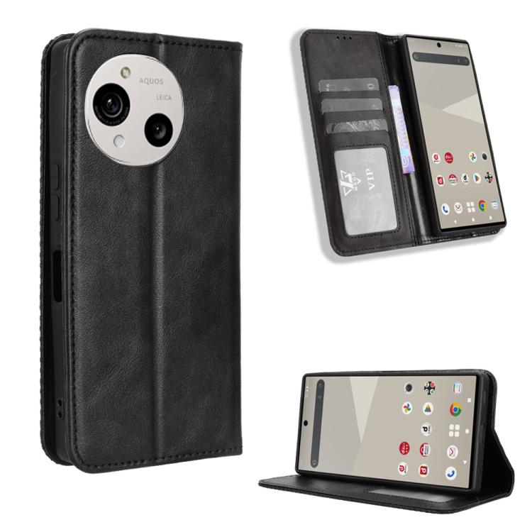 Magnetic Buckle Retro Texture Leather Phone Case, Compatible with Sharp Aquos R10