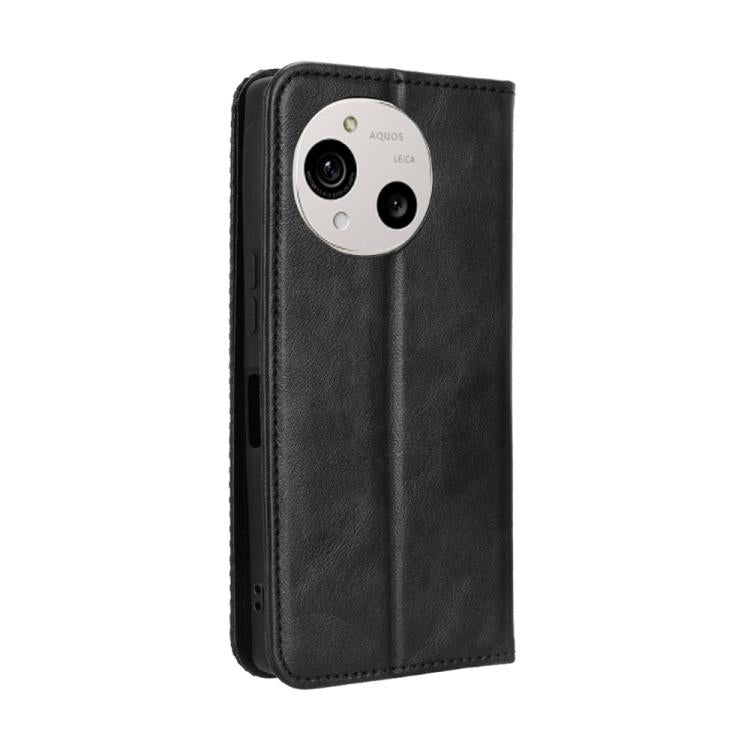 Magnetic Buckle Retro Texture Leather Phone Case, Compatible with Sharp Aquos R10