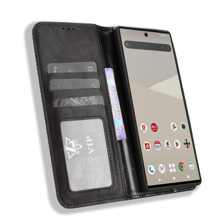 Magnetic Buckle Retro Texture Leather Phone Case, Compatible with Sharp Aquos R10