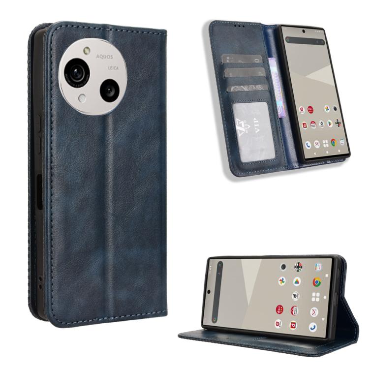 Magnetic Buckle Retro Texture Leather Phone Case, Compatible with Sharp Aquos R10