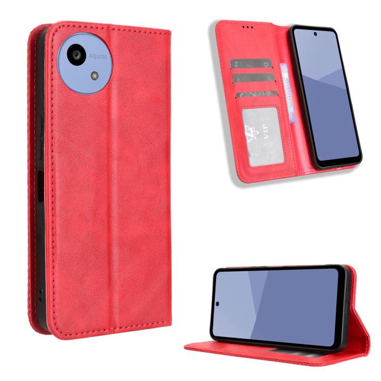Magnetic Buckle Retro Texture Leather Phone Case, Compatible with Sharp Aquos wish5