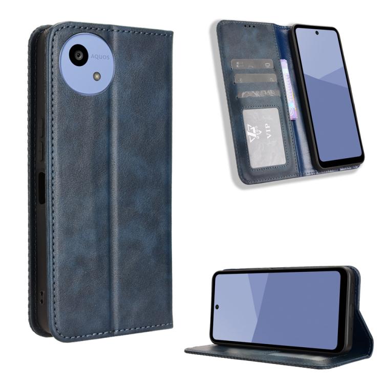 Magnetic Buckle Retro Texture Leather Phone Case, Compatible with Sharp Aquos wish5