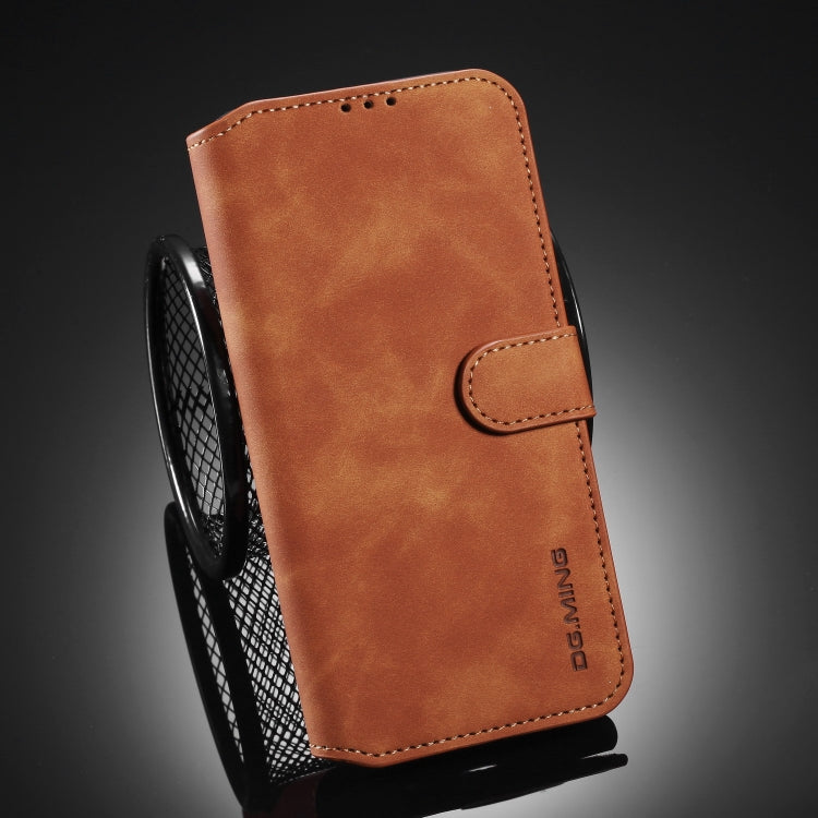 DG.MING Retro Oil Side Horizontal Flip Case with Holder & Card Slots & Wallet, Compatible with Samsung Galaxy A21s
