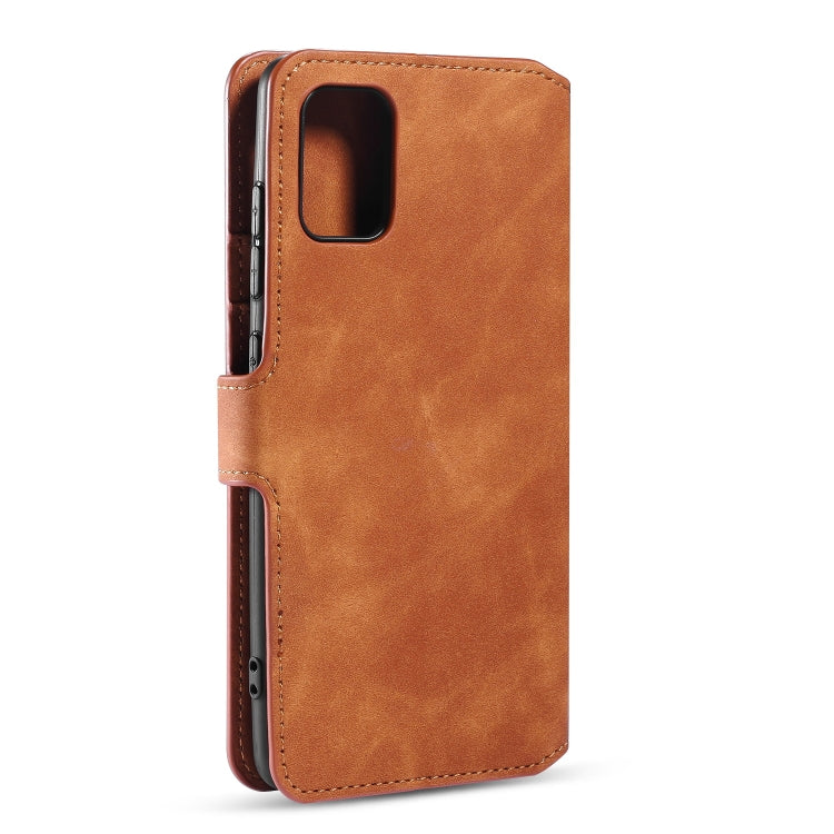 DG.MING Retro Oil Side Horizontal Flip Case with Holder & Card Slots & Wallet, Compatible with Samsung Galaxy A41 (EU Version)