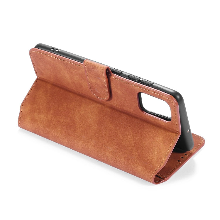 DG.MING Retro Oil Side Horizontal Flip Case with Holder & Card Slots & Wallet, Compatible with Samsung Galaxy A41 (EU Version)
