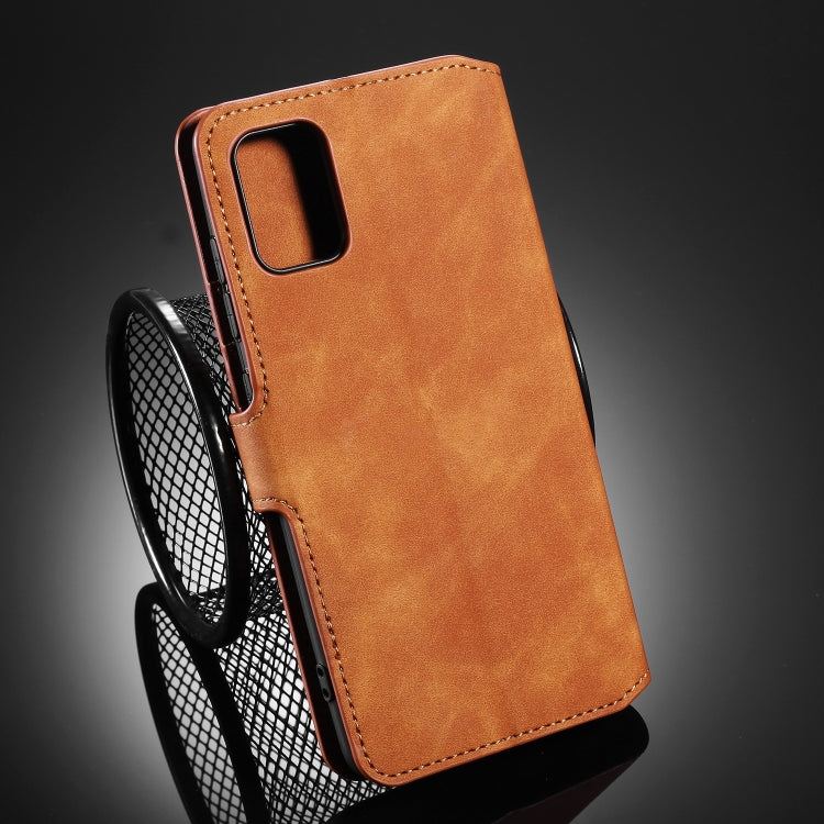 DG.MING Retro Oil Side Horizontal Flip Case with Holder & Card Slots & Wallet, Compatible with Samsung Galaxy A41 (EU Version)