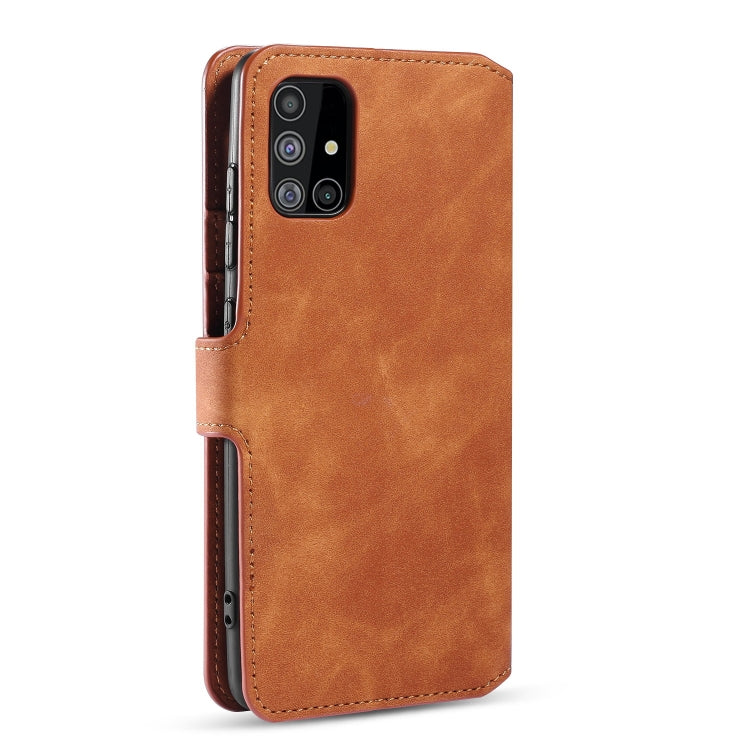 DG.MING Retro Oil Side Horizontal Flip Case with Holder & Card Slots & Wallet, Compatible with Samsung Galaxy A51 5G